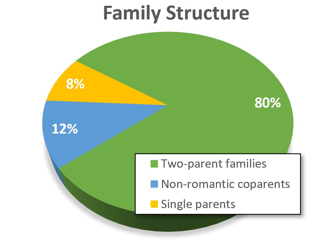 Most of the families were 2-parent families.